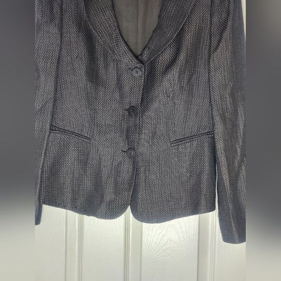 Armani Collezioni 8 BrownBlack PolkaDots 3ButtonsRamieViscose  WomenBlazer ITALY - Picture 4 of 9